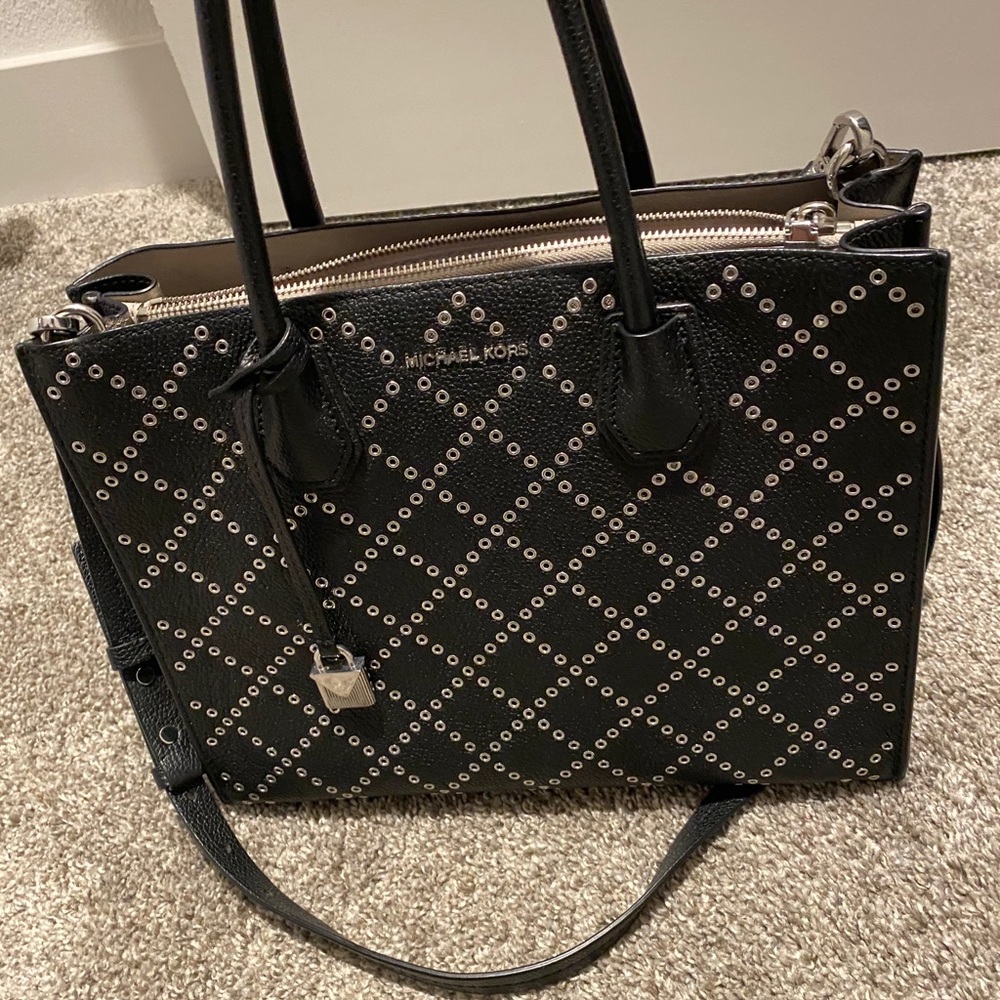 Michael Kors Mercer Grommet Stud Black Tote